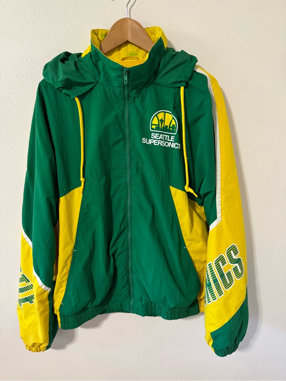 Seattle SuperSonics Mitchell & Ness Hardwood Classics Jacket Green Yellow Zip-L